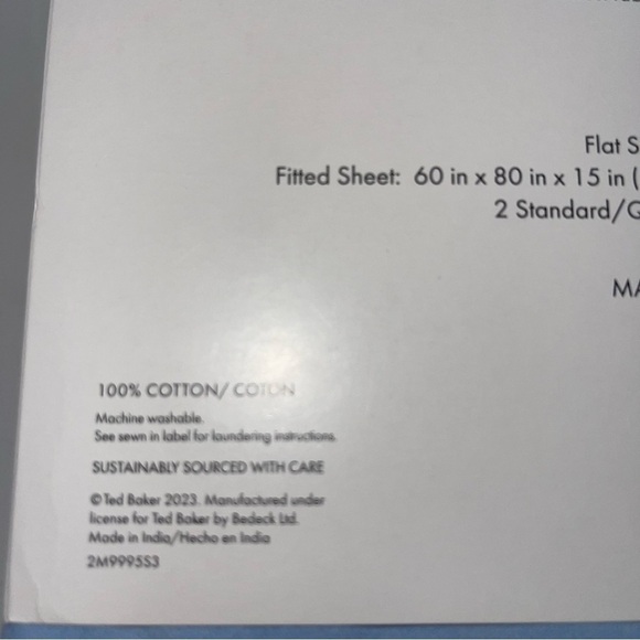 Ted Baker London Blue Queen Sheet set Ultra Fine sateen cotton New - Picture 3 of 7